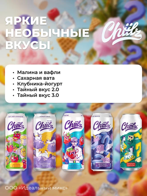 Напиток газированный CHIILZ ассорти вкусов 0,45л 5шт, 450 мл, 5 шт, фото 2