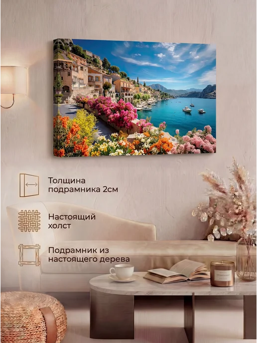 Интерьерная картина на стену 40x60 см Городской берег залива, 40x60 см, фото 2