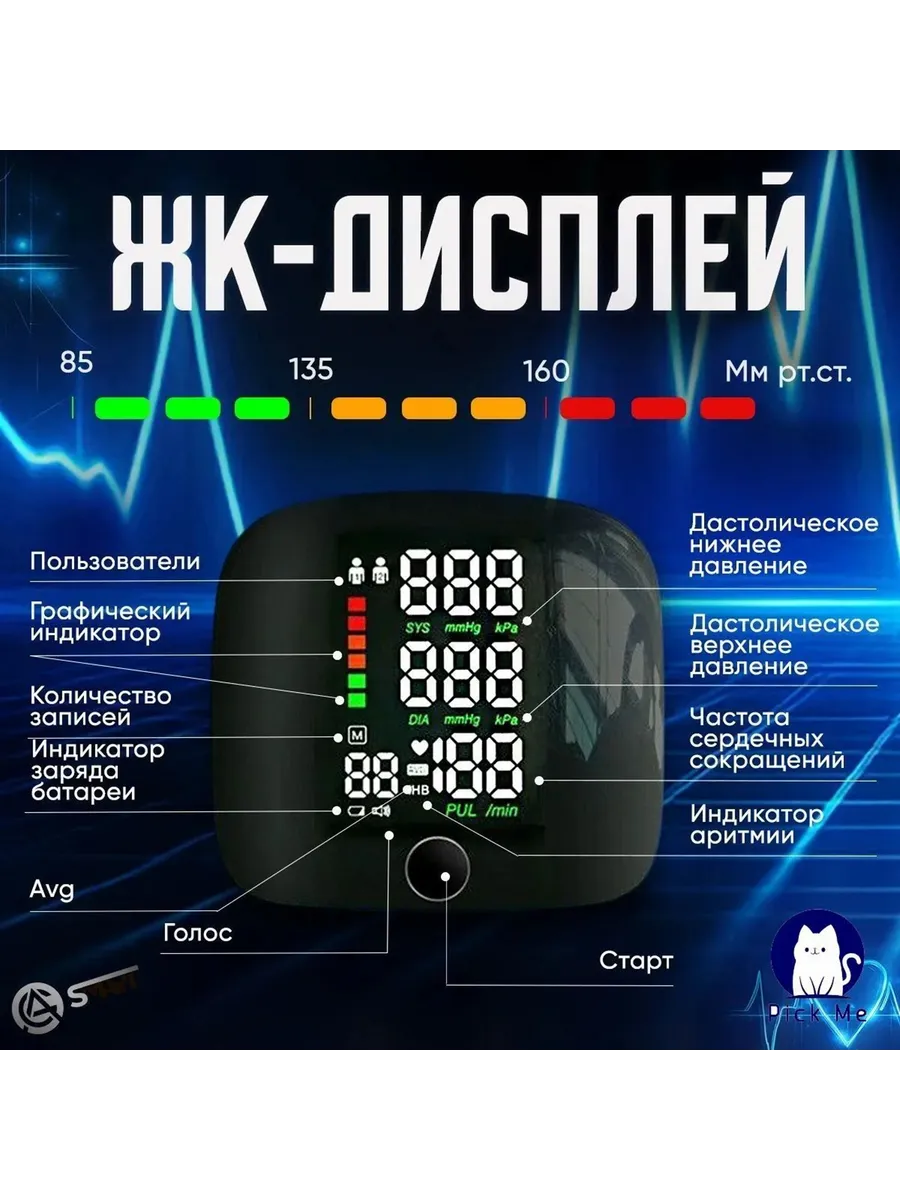 Кардиомонитор черный белый