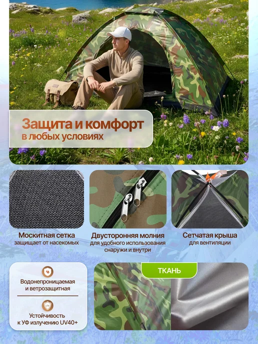 вортек Туристическая палатка для одного, вариант, фото 3