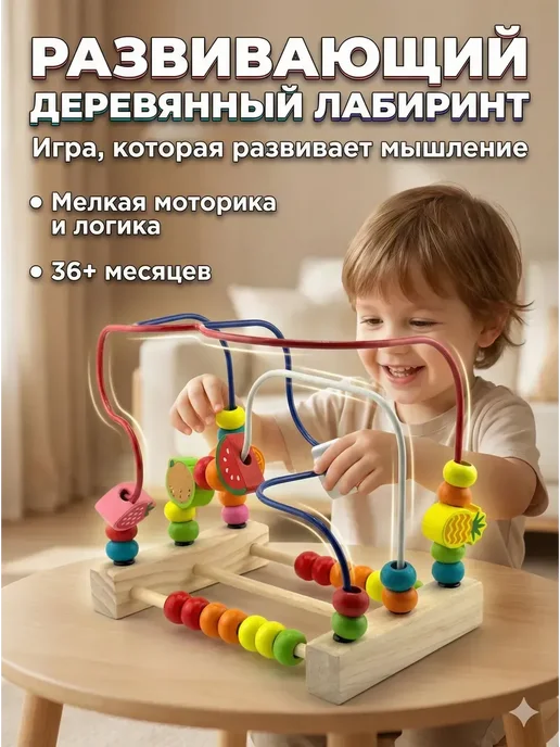 ВТ Деревянная развивающая игрушка-лабиринт, вариант