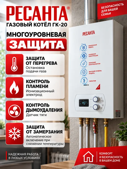 РЕСАНТА Газовый Котел Двухконтурный ГК-20, вариант, фото 5