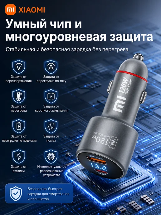 Автомобильное зарядное устройство 120W USB Type-C, 120 Вт, фото 5