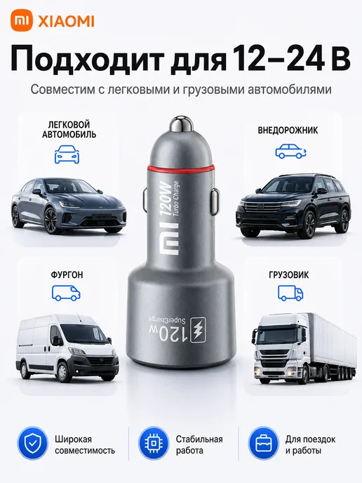 Автомобильное зарядное устройство 120W USB Type-C, 120 Вт, фото 7