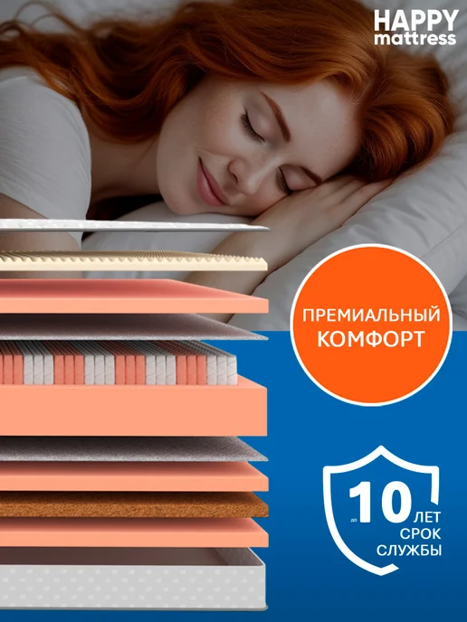 HAPPY MATTRESS Матрас HAPPY SUPREME 90х186 см пружинный ортопедический, 90x186 см, фото 3