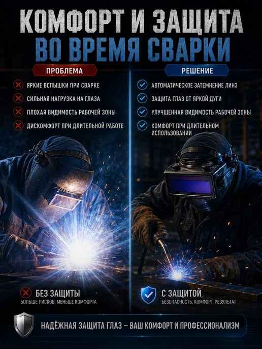 БЖ8 Защитная маска сварочная хамелеон с автозатемнением, синий, фото 2