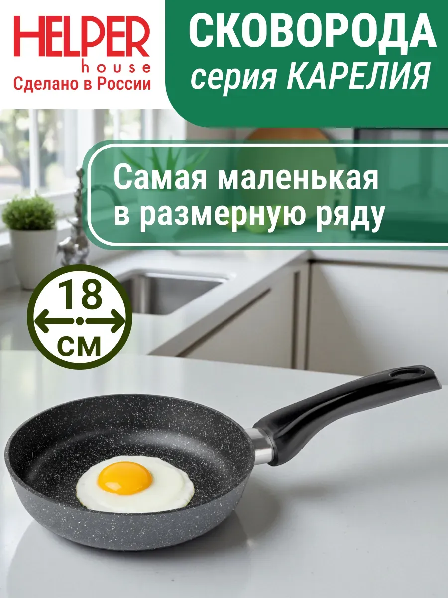 Сковорода 18 см антипригарная без крышки маленькая глубокая