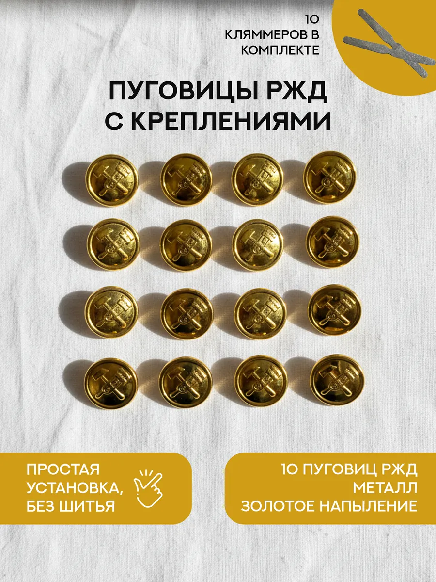 Пуговицы РЖД набор 10 шт