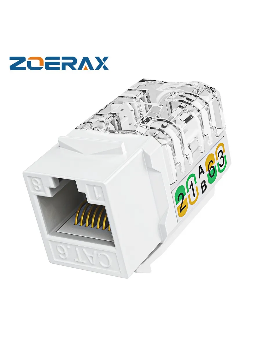Разъем Keystone RJ45 Cat6 тонкий 90° белый