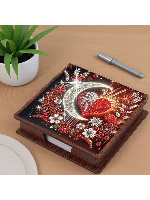 Деревянный набор для Diamond Painting Луна Сердце NoteBox с, вариант, фото 4