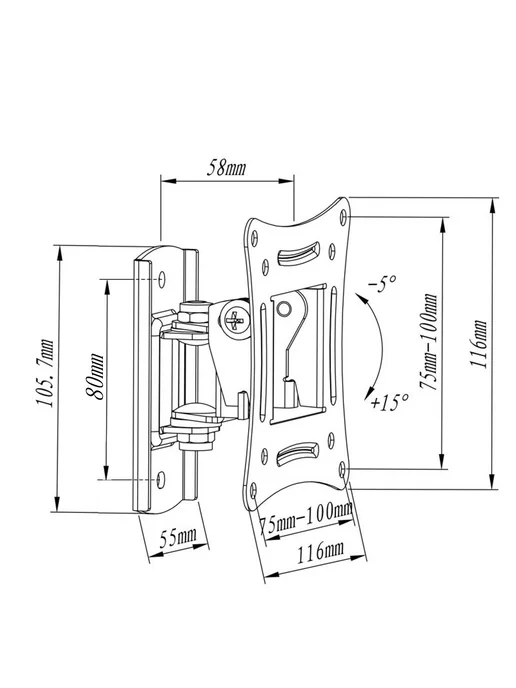 MD MetalDesign Кронштейн для ТВ MD 3303w наклонно-поворотный, VESA 100x100, 100x100, 3303 Вт, фото 4