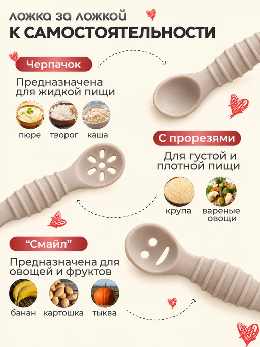 Ложки силиконовые детские для кормления, 0+, для прикорма, коричневый, фото 3