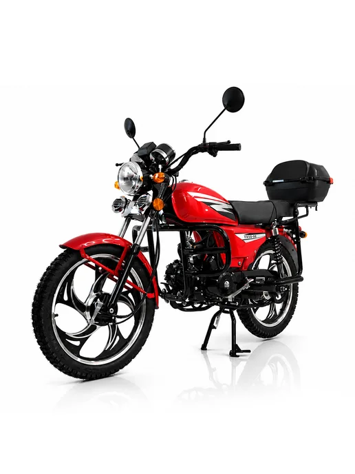 Мопед взрослый бензиновый KT50 Alpha, Люкс (тюнинг), красный, красный, фото 6
