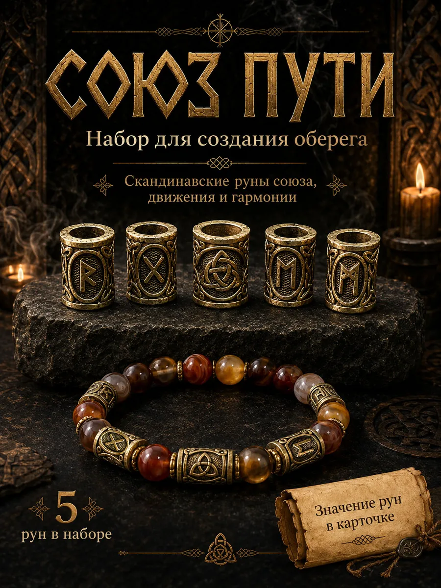 Скандинавские руны бусины набор для рукоделия