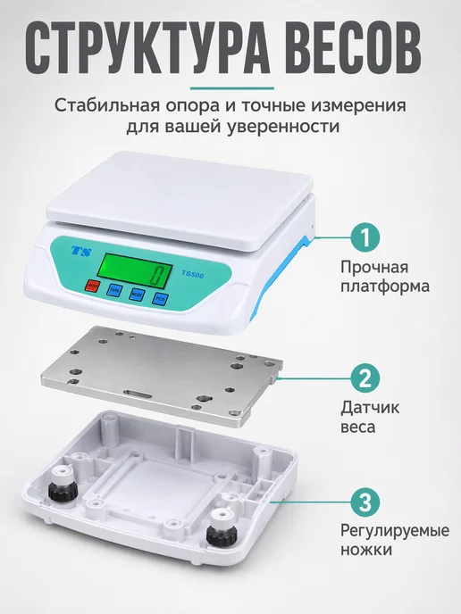 Жидкокристаллические электронные весы для домаофиса и склада, белый, фото 3