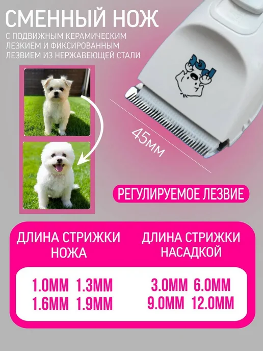 Профессиональный триммер для кошек и собак, белый, фото 5