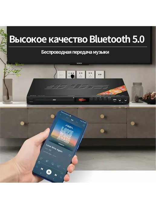 DVD-плеер с усилителем мощности и динамиком "все в одном", черный, фото 4