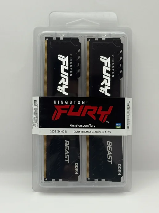 Kingston Игровая память Fury Beast DIMM DDR4 32GB (2*16GB) 3600Mhz, 32 ГБ, 16 ГБ, фото 2