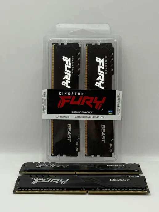 Kingston Игровая память Fury Beast DIMM DDR4 32GB (2*16GB) 3600Mhz, 32 ГБ, 16 ГБ, фото 4