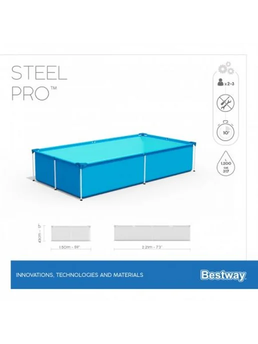 Bestway Бассейн каркасный 56401 прямоугольный, синий, фото 8