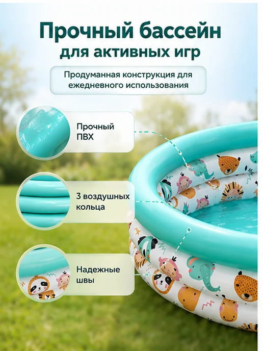 Bestway Детский надувной бассейн 51008 круглый, зеленый, фото 2
