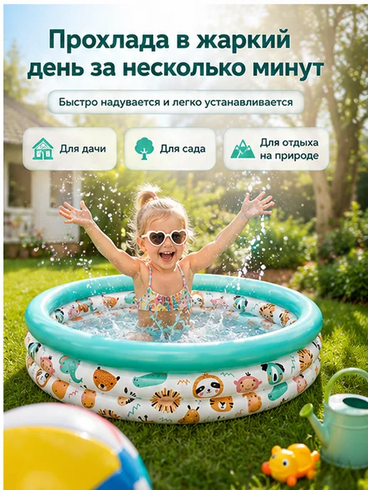 Bestway Детский надувной бассейн 51008 круглый, зеленый, фото 5