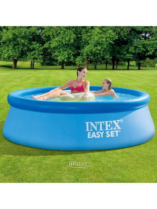Intex Бассейн надувной 28110 круглый, голубой, фото 6