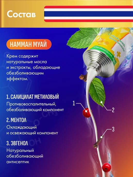 Namman muay Тайская мазь для суставов и связок 30г, 60 г, фото 3