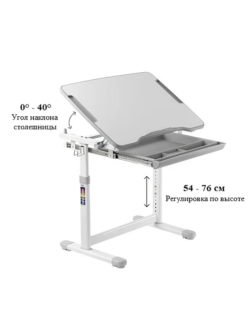Ergosmart Парта детская растущая для школьника + стул B207EDU с чехлом, белый, фото 3
