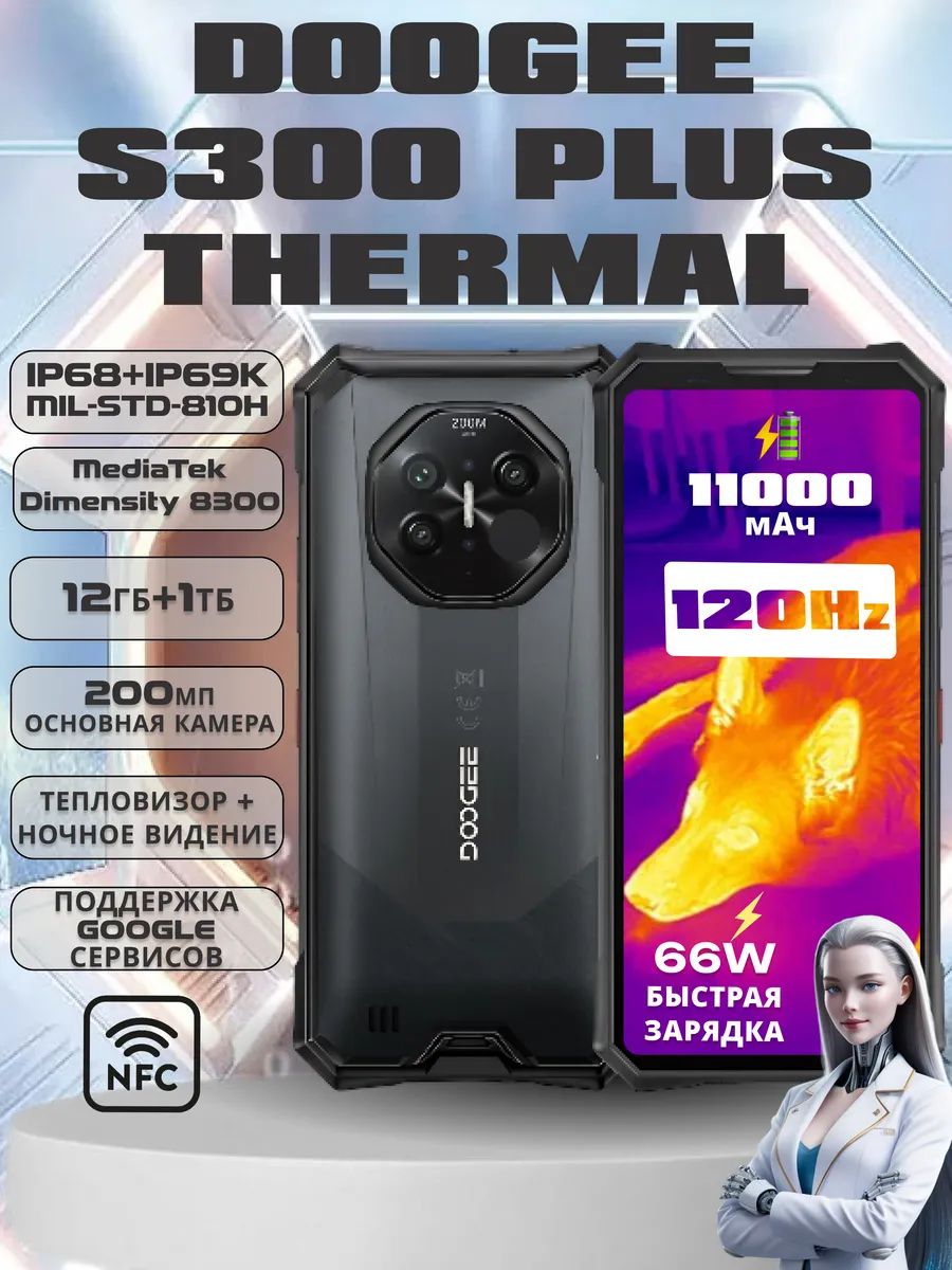 Защищенный смартфон S300 PLUS Thermal, 12/1 Tb + тепловизор