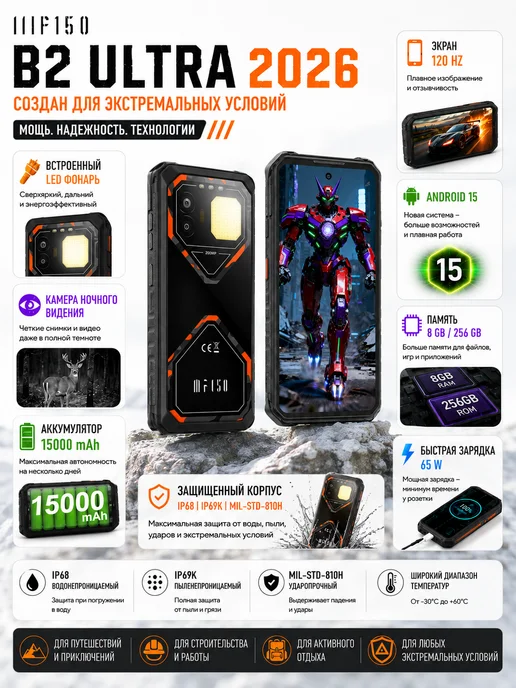 Смартфон IIIF150 B2 Ultra 2026 8/256 ГБ, черный