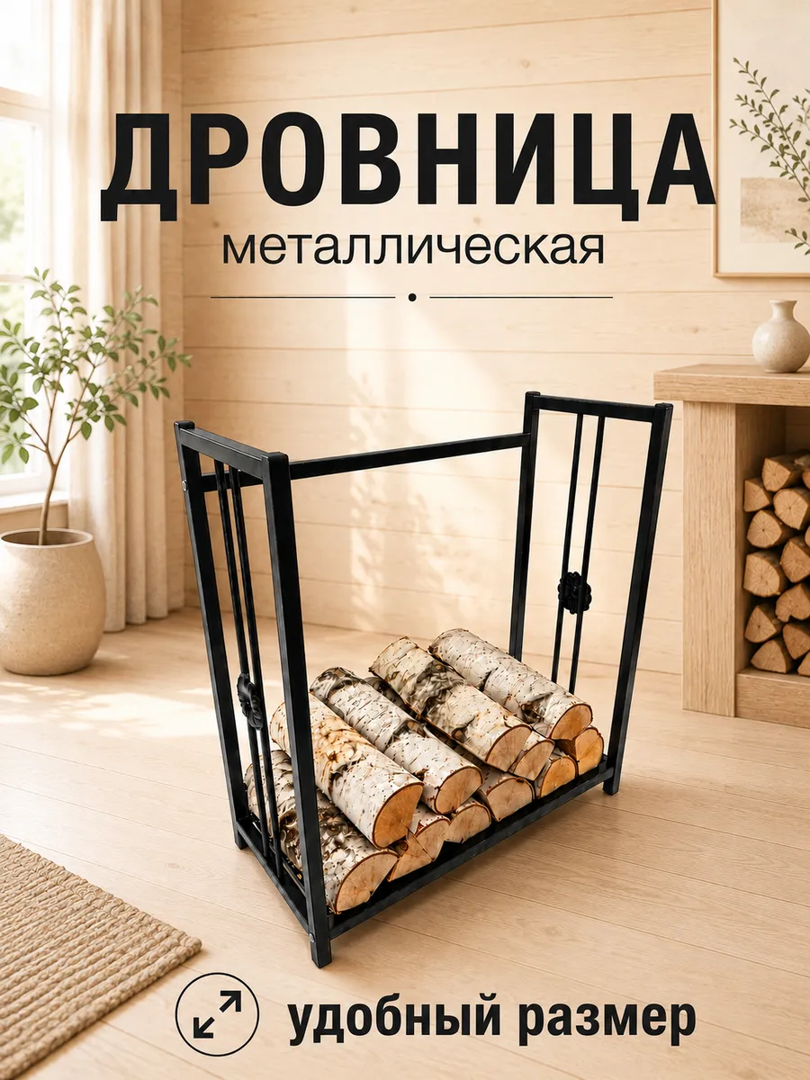Дровница металлическая Лофт для бани, для камина, для дров