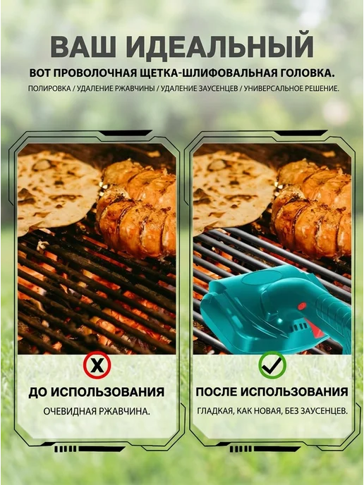 PrideCleaning Электрощетка для уборки гриля мощная из нержавейки, синий, фото 2