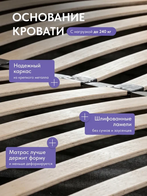 Диван24 Кровать двуспальная 160х200 на ножках Наоми-3, 160x200, фото 3