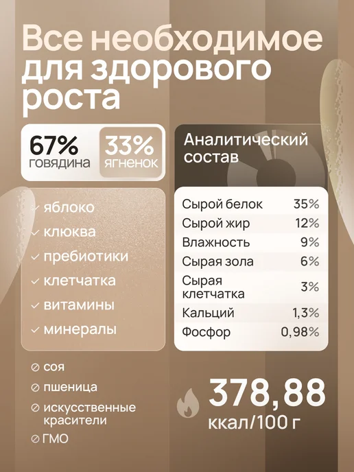 Сухой корм Eco Native для собак, крупные, средние, щенки, ягненок, 0,85 кг, фото 2