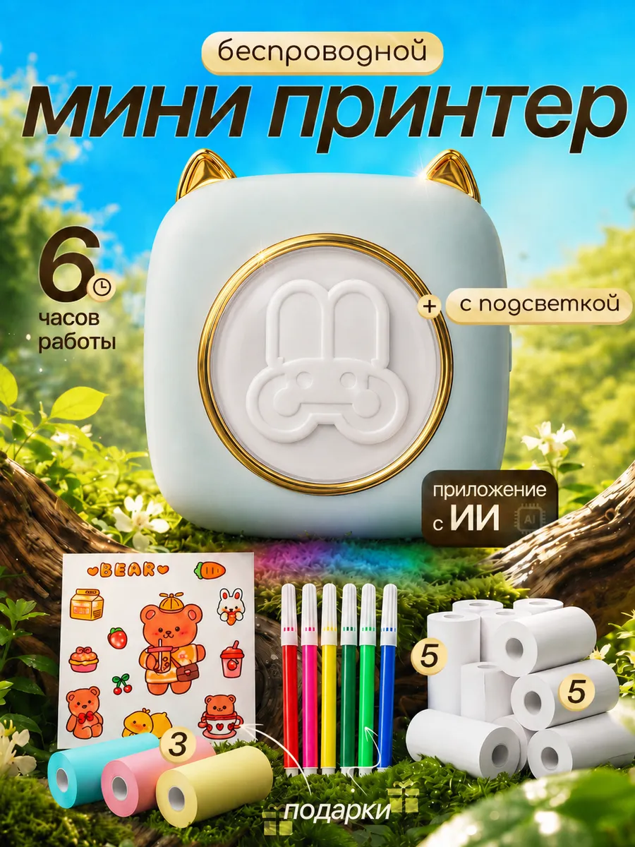 Мини принтер для телефона портативный без чернил