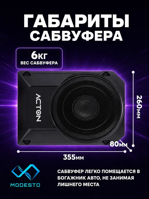 Сабвуфер активный 1500W автомобильный компактный, 1500 Вт, фото 2