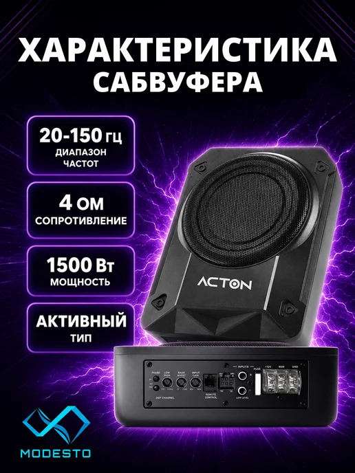 Сабвуфер активный 1500W автомобильный компактный, 1500 Вт, фото 3