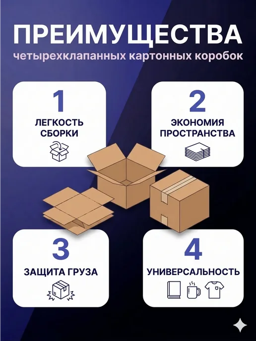 Bag-Pack Коробки картонные четырехклапанные 25х25х20 5 штук, 25x20, фото 2