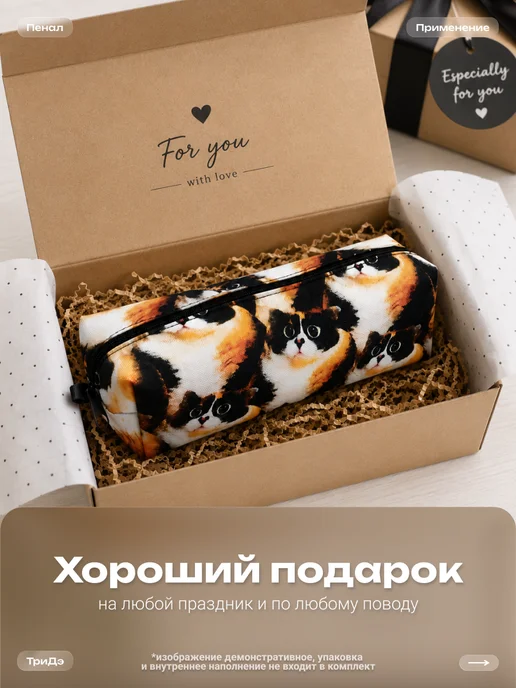 ТриДэ Школьный пенал мем тикток Котость, черный, фото 6