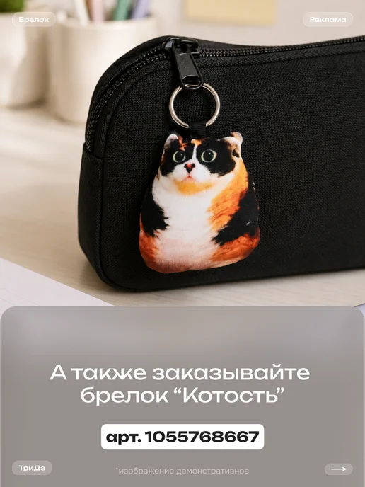 ТриДэ Школьный пенал мем тикток Котость, черный, фото 7