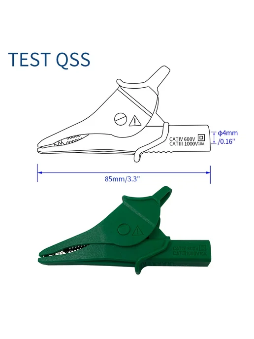 TEST QSS Изолированный зажим "крокодил" 4 мм, желтый, желтый, фото 4