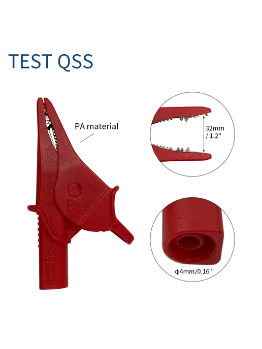TEST QSS Изолированный зажим "крокодил" 4 мм, желтый, желтый, фото 5