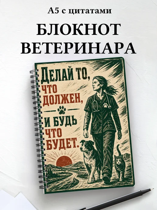Блокнот ветеринара с мотивирующими цитатами