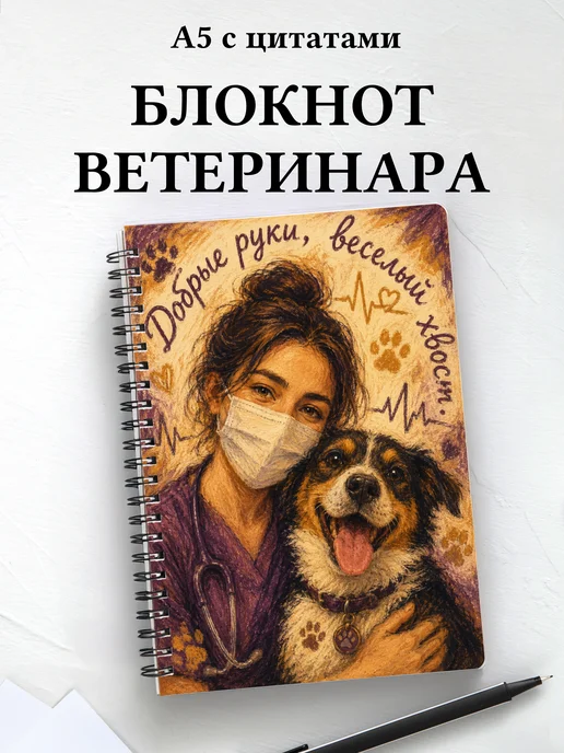 Блокнот ветеринара с мотивирующими цитатами