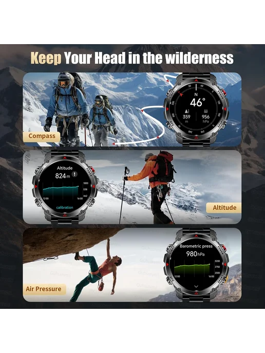GUHUAVMI Мужские умные часы Garmin Black, черный, фото 7