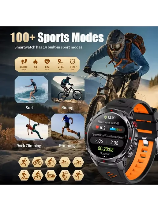 GUHUAVMI Мужские умные часы Garmin Black, серебристый, фото 6