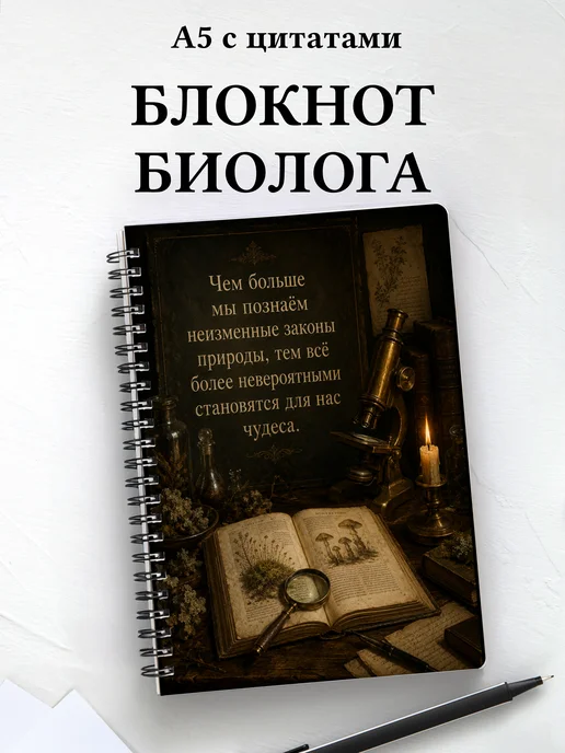 Блокнот биолога с мотивирующими цитатами
