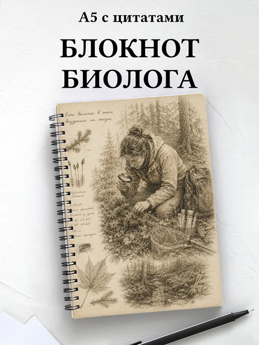 Блокнот биолога с мотивирующими цитатами