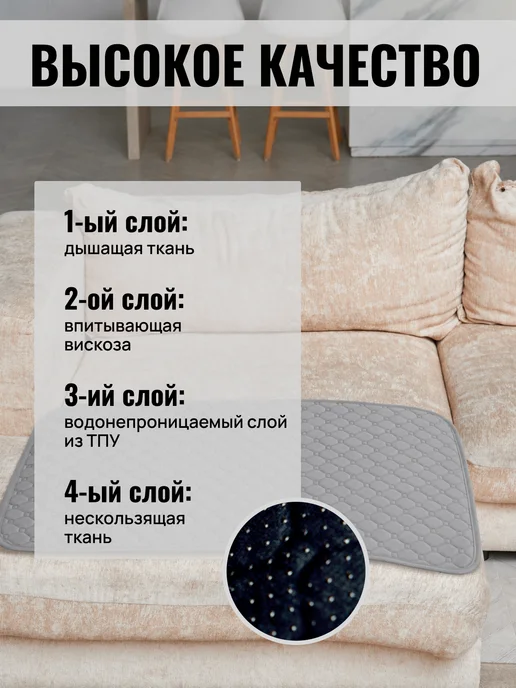 NikBloom Многоразовые пеленки для собак непромокаемая 60x45, 60x45, фото 4